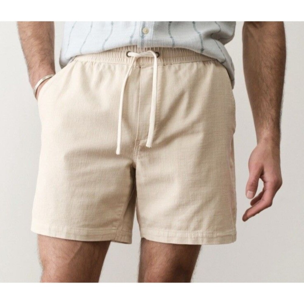 Marine Layer Saturday Shorts Men's XL 6” Sand Khaki Drawstring Elastic Waist